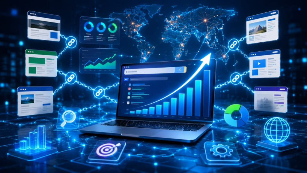 How to Rank on Google Faster in 2026: A Complete SEO Guide for Beginners and Businesses High-quality backlinks and SEO strategies improving Google rankings and increasing organic traffic in 2026
