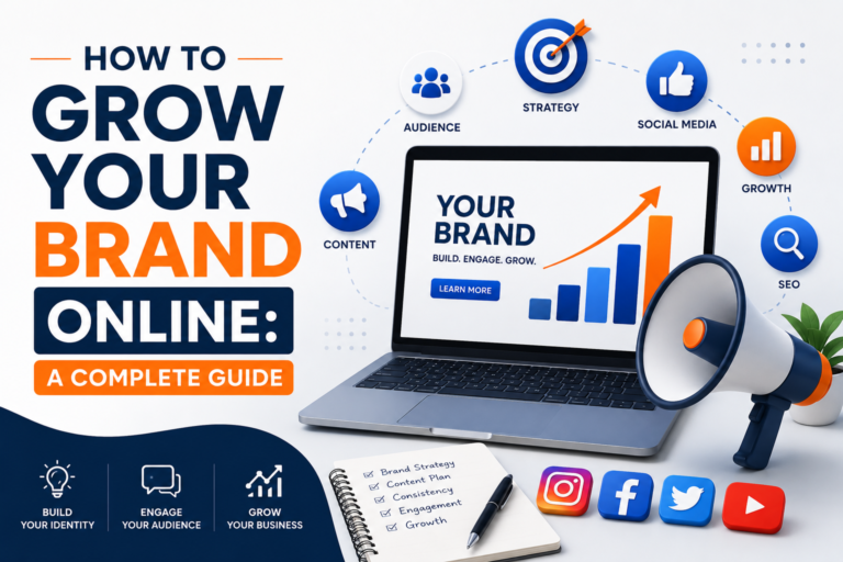 Business owner building an online brand strategy