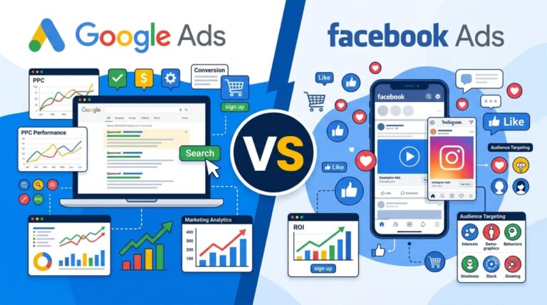 Comparison chart of Google Ads and Facebook Ads